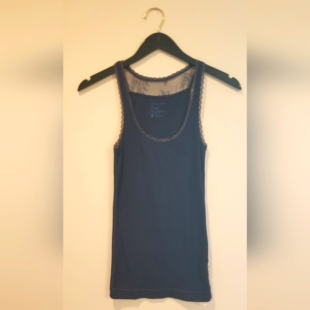 Navy Blue Y2K American Eagle Tank Top